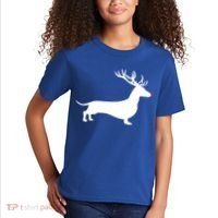 Funny Dachshund Dog Christmas Wiener Reindeer Antler Xmas Gift Kids T-Shirt thumb 2