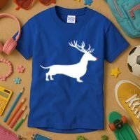 Funny Dachshund Dog Christmas Wiener Reindeer Antler Xmas Gift Kids T-Shirt thumb 3