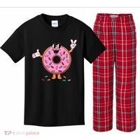 Funny Donut Donut Sprinkles Kids Plaid Pajama Set thumb 0