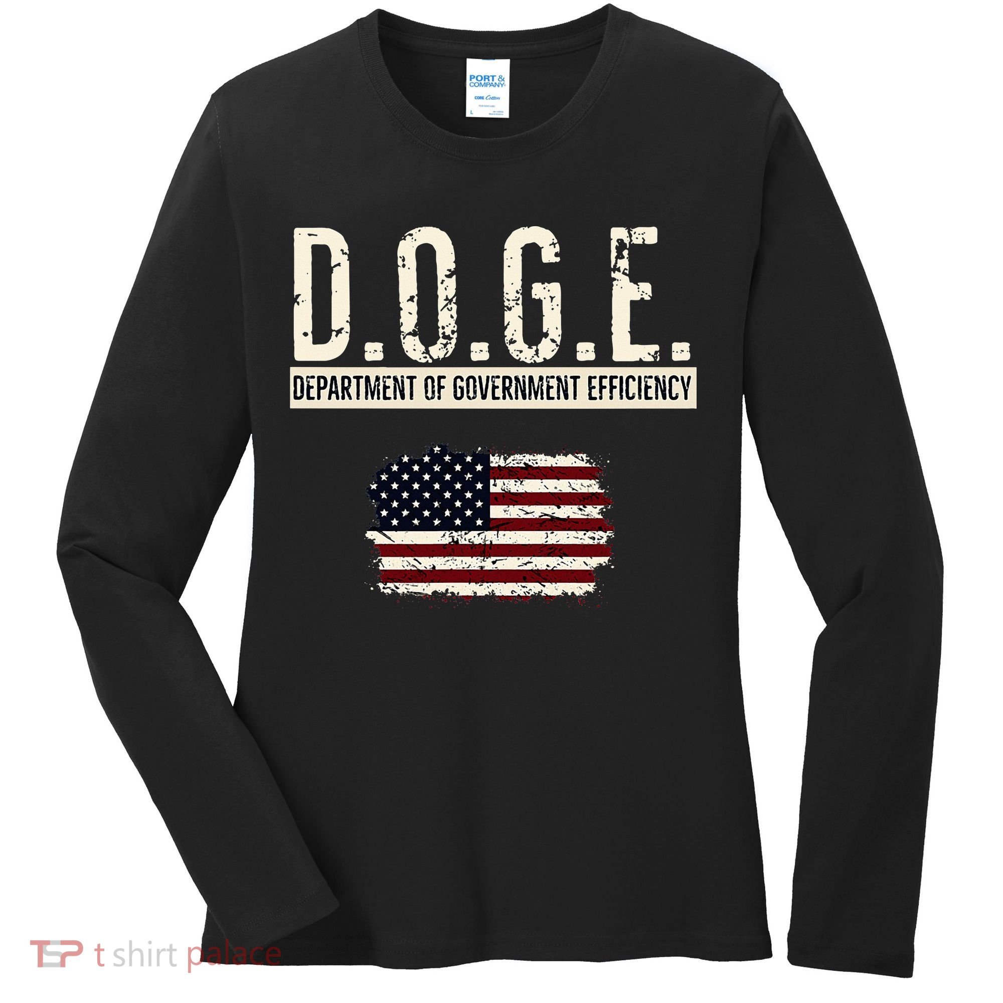 Funny Doge Department Of Government Efficiency . D.O.G.E. Women's Long Sleeve Shirt