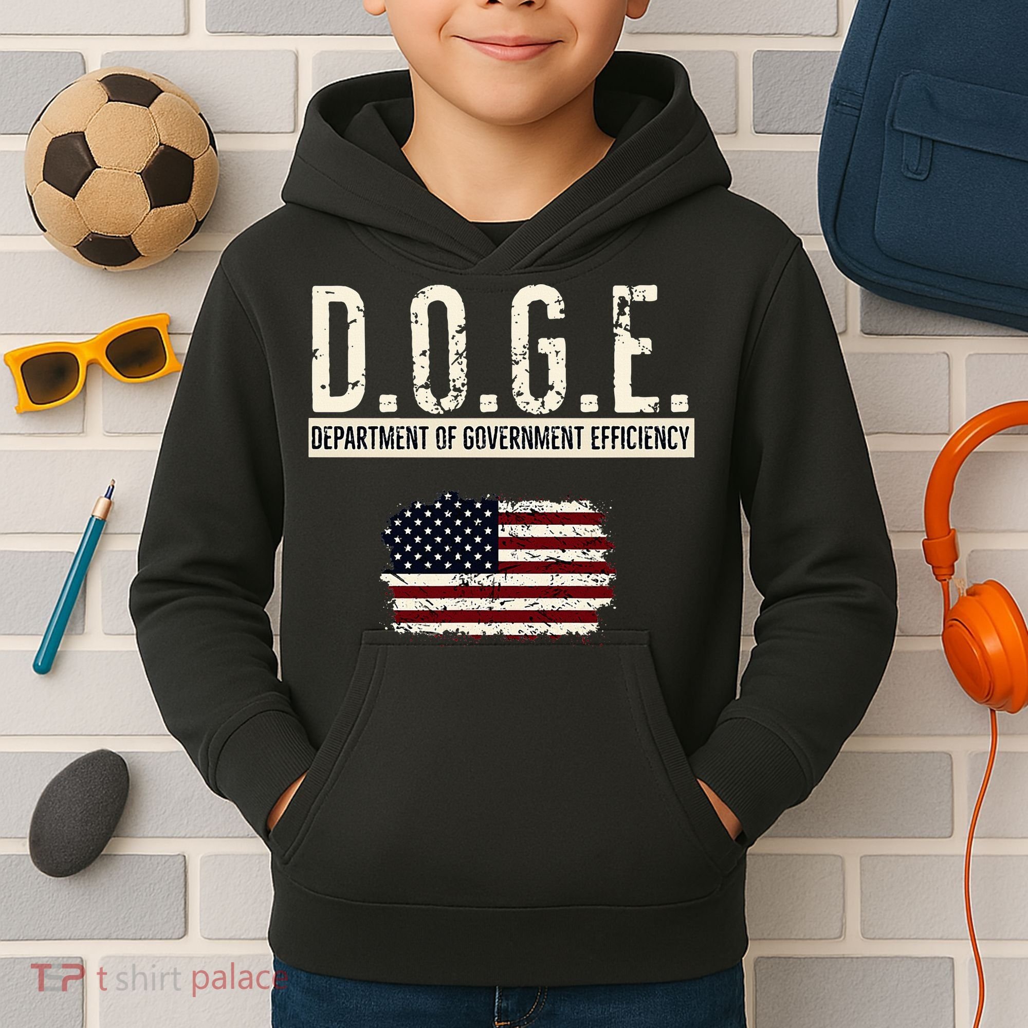Funny Doge Department Of Government Efficiency . D.O.G.E. Kids Hoodie
