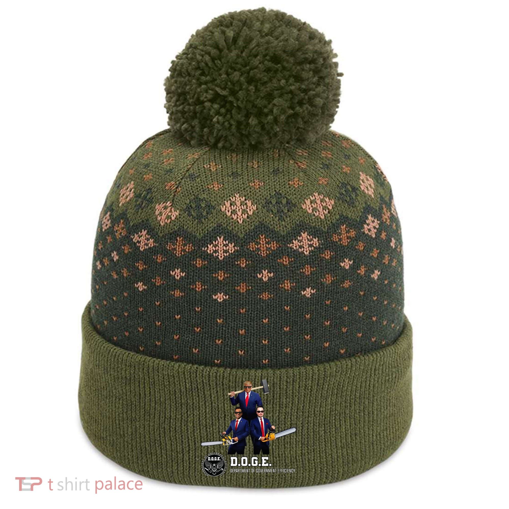 Funny D.O.G.E. (Department Of Government Efficiency) Doge The Baniff Cuffed Pom Beanie
