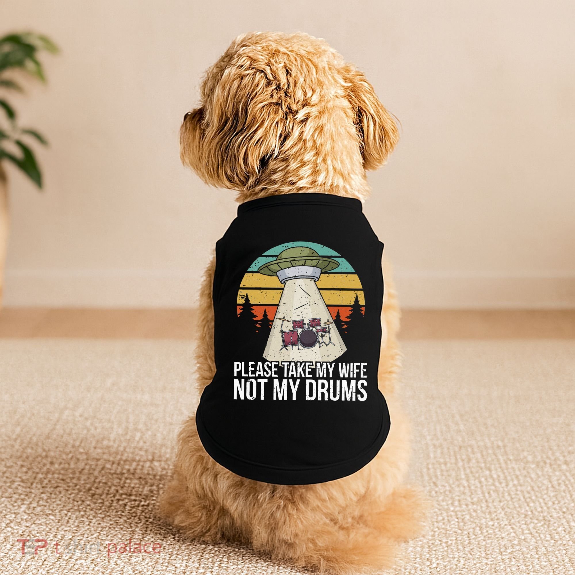 Funny Drummer Drumming Drum Kit Percussion I Wife Ufo Aliens Doggie Tank