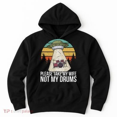 Funny Drummer Drumming Drum Kit Percussion I Wife Ufo Aliens Hoodie