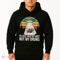 Funny Drummer Drumming Drum Kit Percussion I Wife Ufo Aliens Hoodie thumb 2