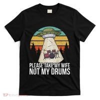 Funny Drummer Drumming Drum Kit Percussion I Wife Ufo Aliens T-Shirt thumb 0