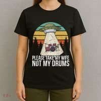 Funny Drummer Drumming Drum Kit Percussion I Wife Ufo Aliens T-Shirt thumb 4