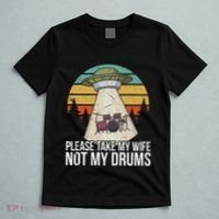 Funny Drummer Drumming Drum Kit Percussion I Wife Ufo Aliens T-Shirt thumb 5