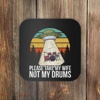 Funny Drummer Drumming Drum Kit Percussion I Wife Ufo Aliens Coaster thumb 0