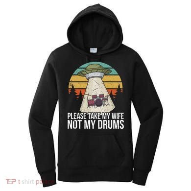 Funny Drummer Drumming Drum Kit Percussion I Wife Ufo Aliens Women's Hoodie