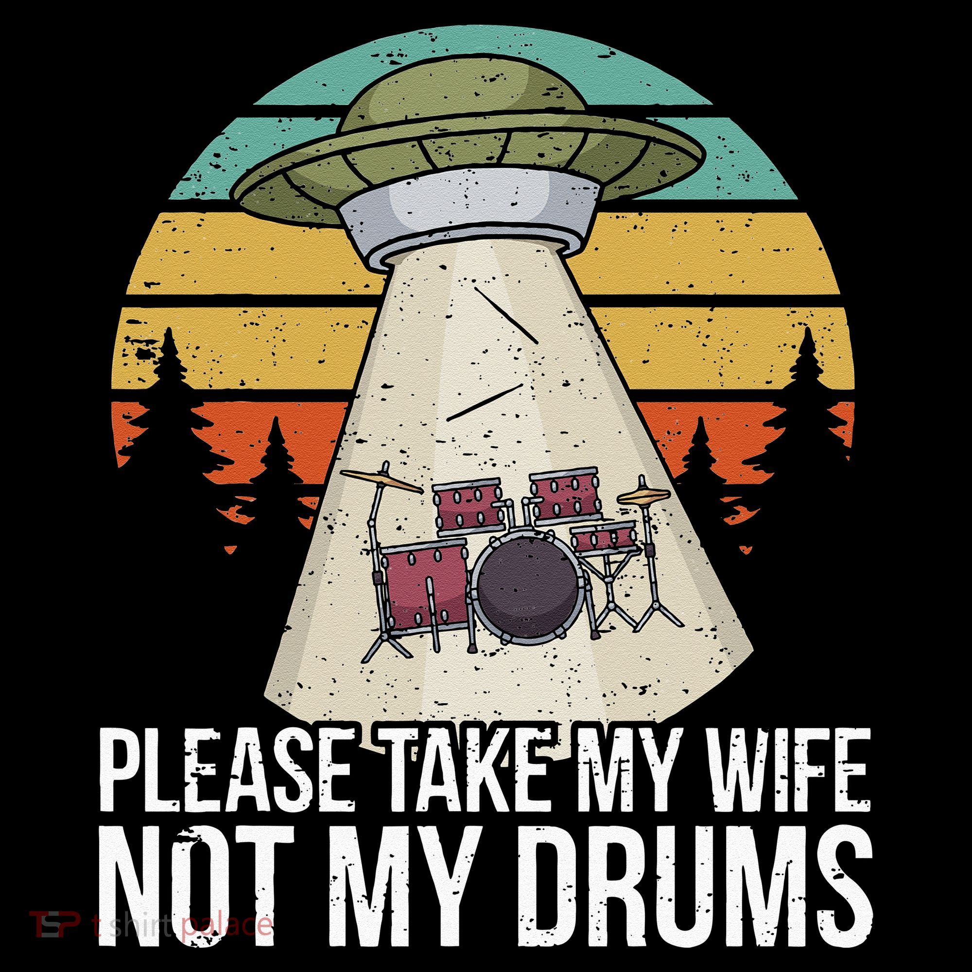 Funny Drummer Drumming Drum Kit Percussion I Wife Ufo Aliens Women's Hoodie