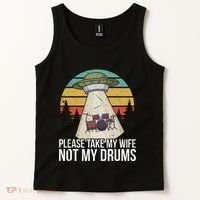 Funny Drummer Drumming Drum Kit Percussion I Wife Ufo Aliens Tank Top thumb 2