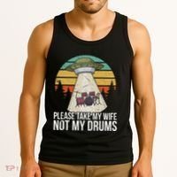 Funny Drummer Drumming Drum Kit Percussion I Wife Ufo Aliens Tank Top thumb 3