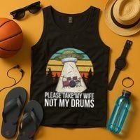 Funny Drummer Drumming Drum Kit Percussion I Wife Ufo Aliens Tank Top thumb 4