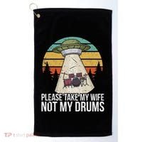 Funny Drummer Drumming Drum Kit Percussion I Wife Ufo Aliens Golf Towel thumb 0