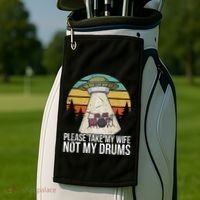 Funny Drummer Drumming Drum Kit Percussion I Wife Ufo Aliens Golf Towel thumb 2