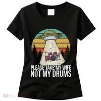 Funny Drummer Drumming Drum Kit Percussion I Wife Ufo Aliens Women's T-Shirt thumb 0