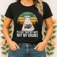 Funny Drummer Drumming Drum Kit Percussion I Wife Ufo Aliens Women's T-Shirt thumb 2