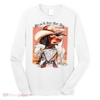 Funny Dachshund Dog Cow Hat Reach Sky Western Puppy Retro Long Sleeve Shirt thumb 0