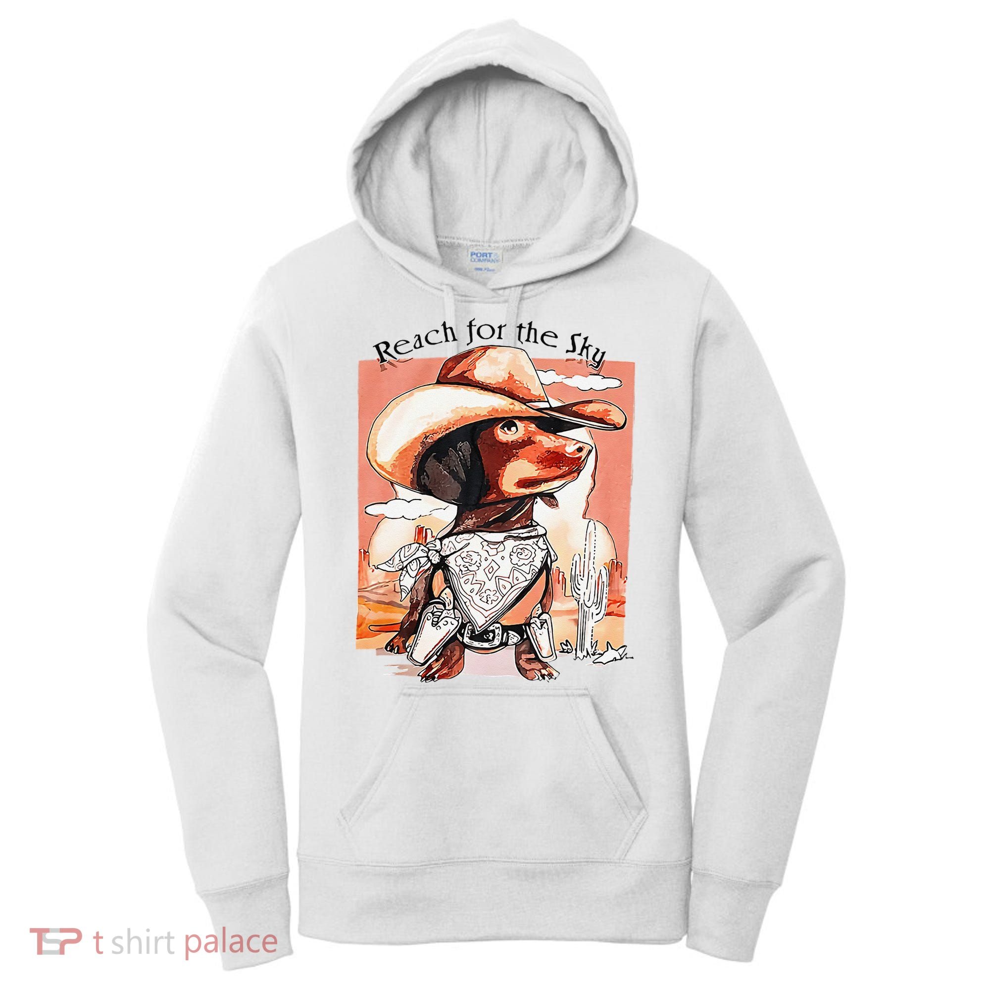 Funny Dachshund Dog Cow Hat Reach Sky Western Puppy Retro Women's Hoodie