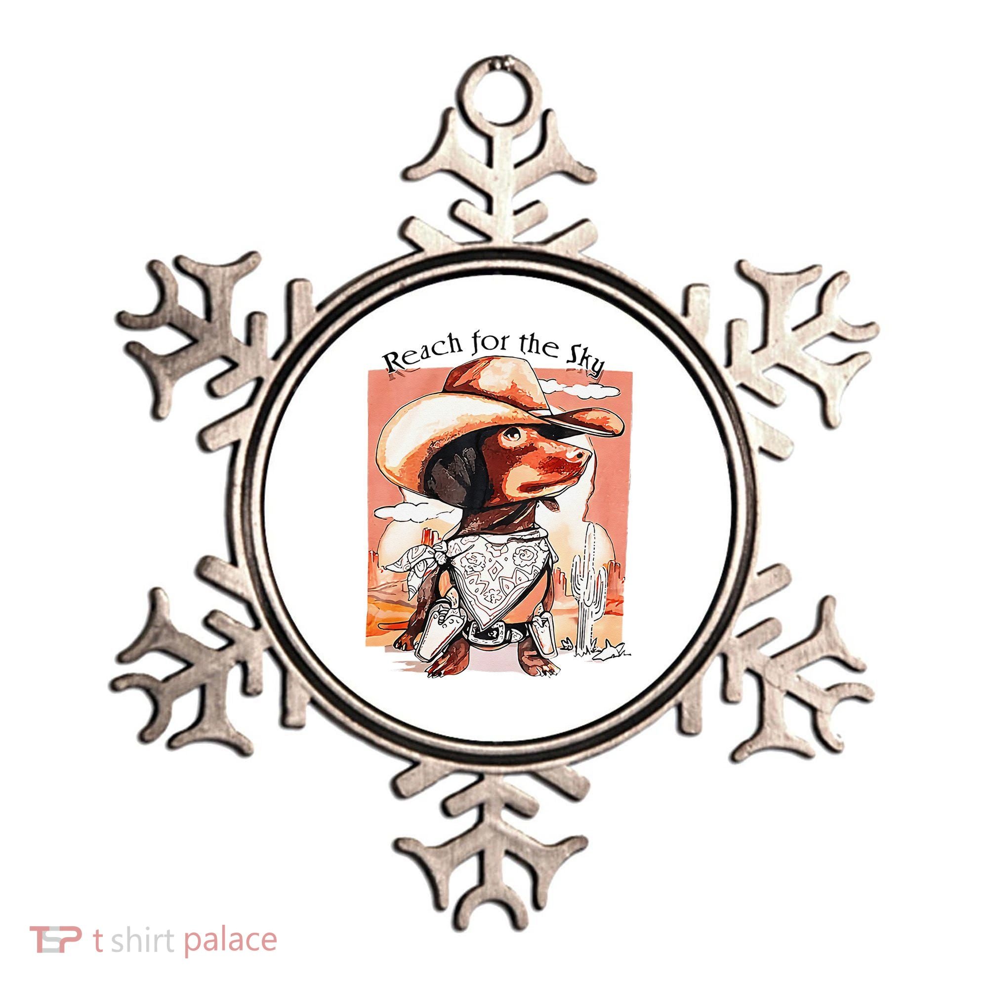 Funny Dachshund Dog Cow Hat Reach Sky Western Puppy Retro Ornament