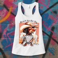 Funny Dachshund Dog Cow Hat Reach Sky Western Puppy Retro Women's Tank Top thumb 3