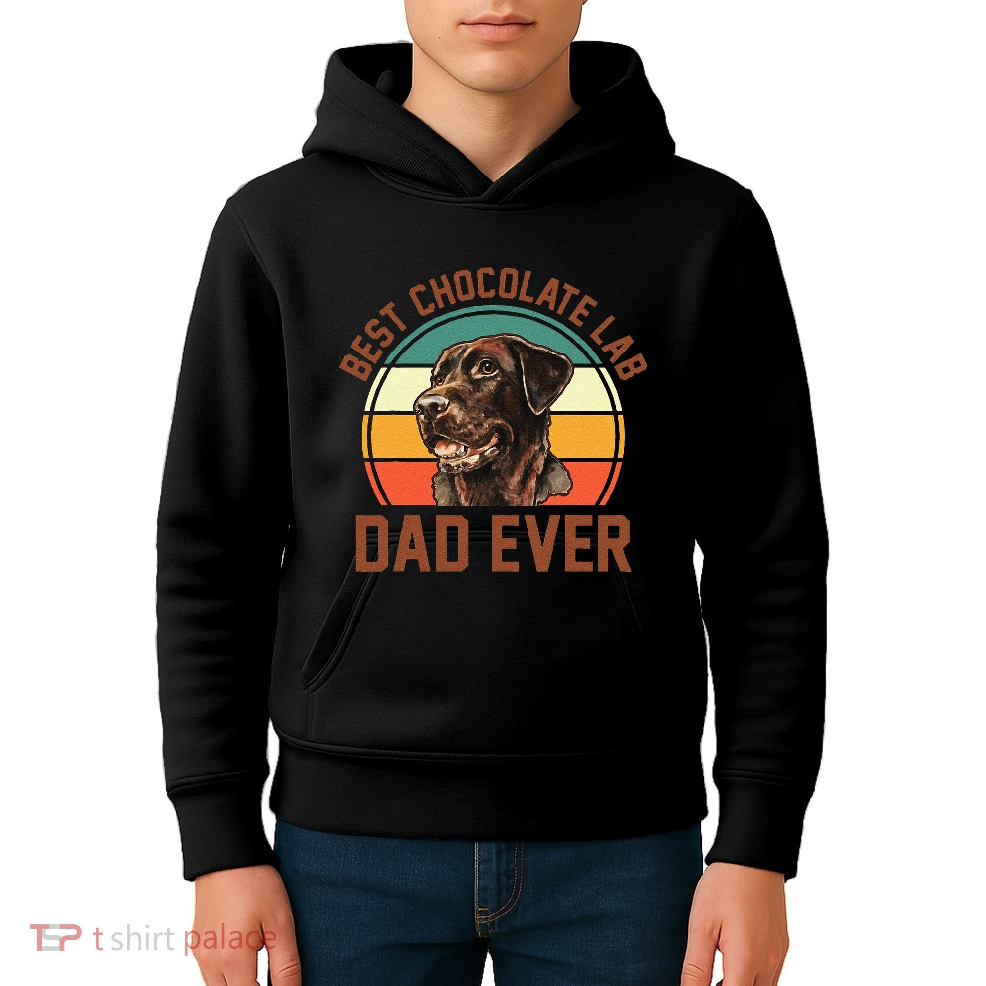 Fathers Day Dog Lover Daddy Best Chocolate Lab Dad Ever Kids Hoodie