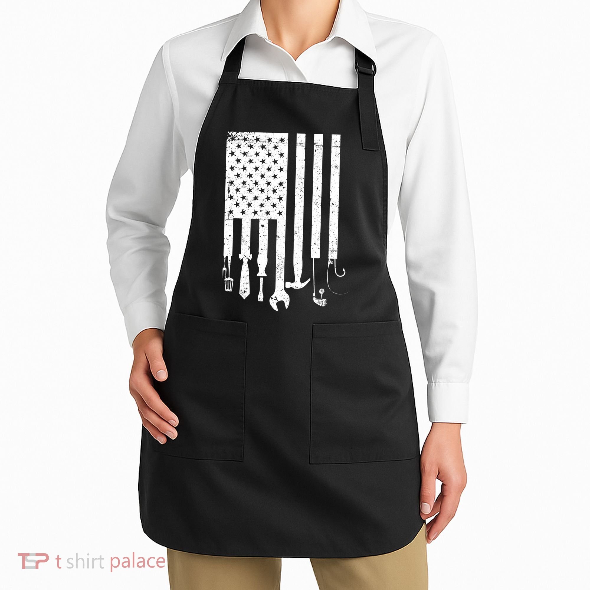 Father's Day Dad Tools USA American Flag Apron