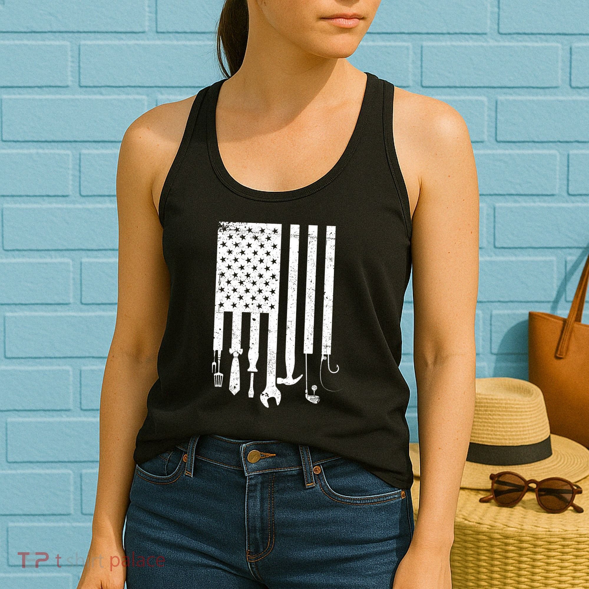 Father's Day Dad Tools USA American Flag Women's Tank Top