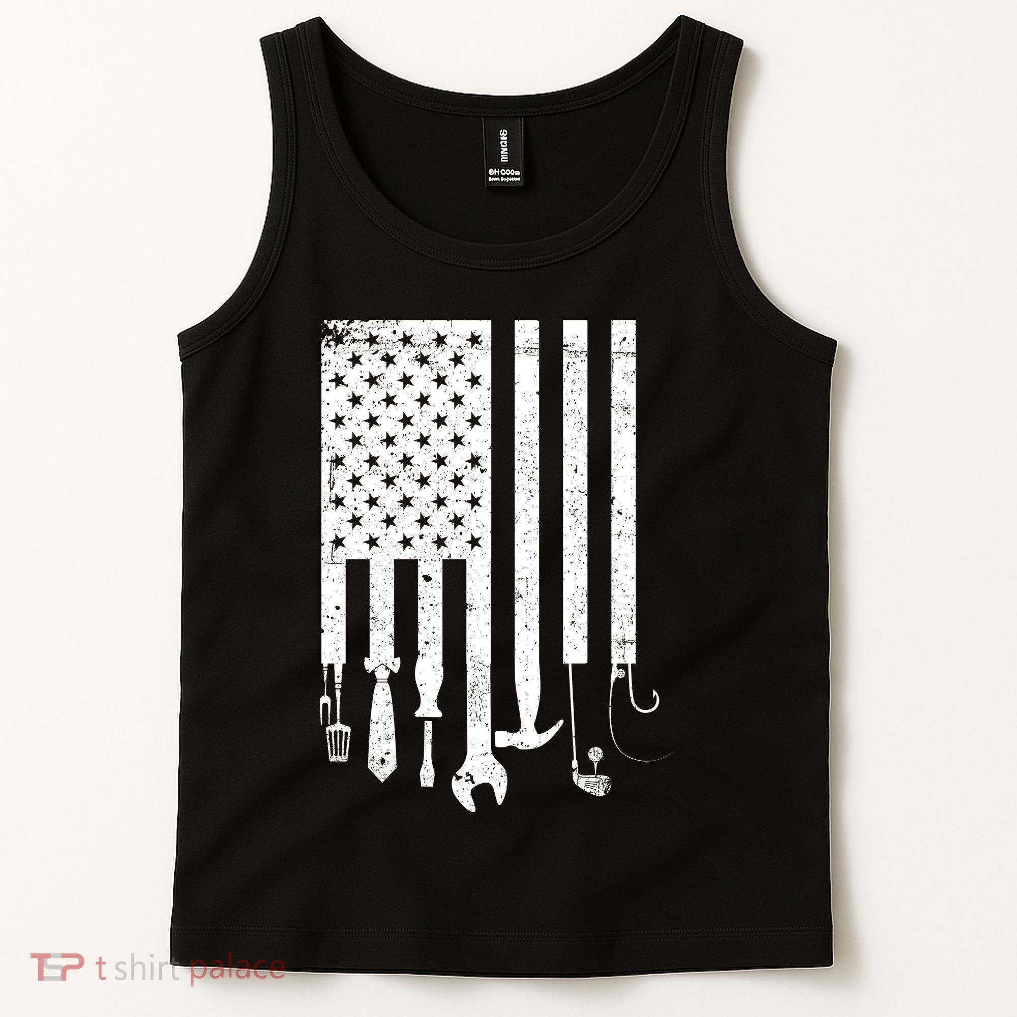 Father's Day Dad Tools USA American Flag Tank Top