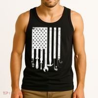 Father's Day Dad Tools USA American Flag Tank Top thumb 3