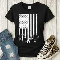 Father's Day Dad Tools USA American Flag Women's T-Shirt thumb 3