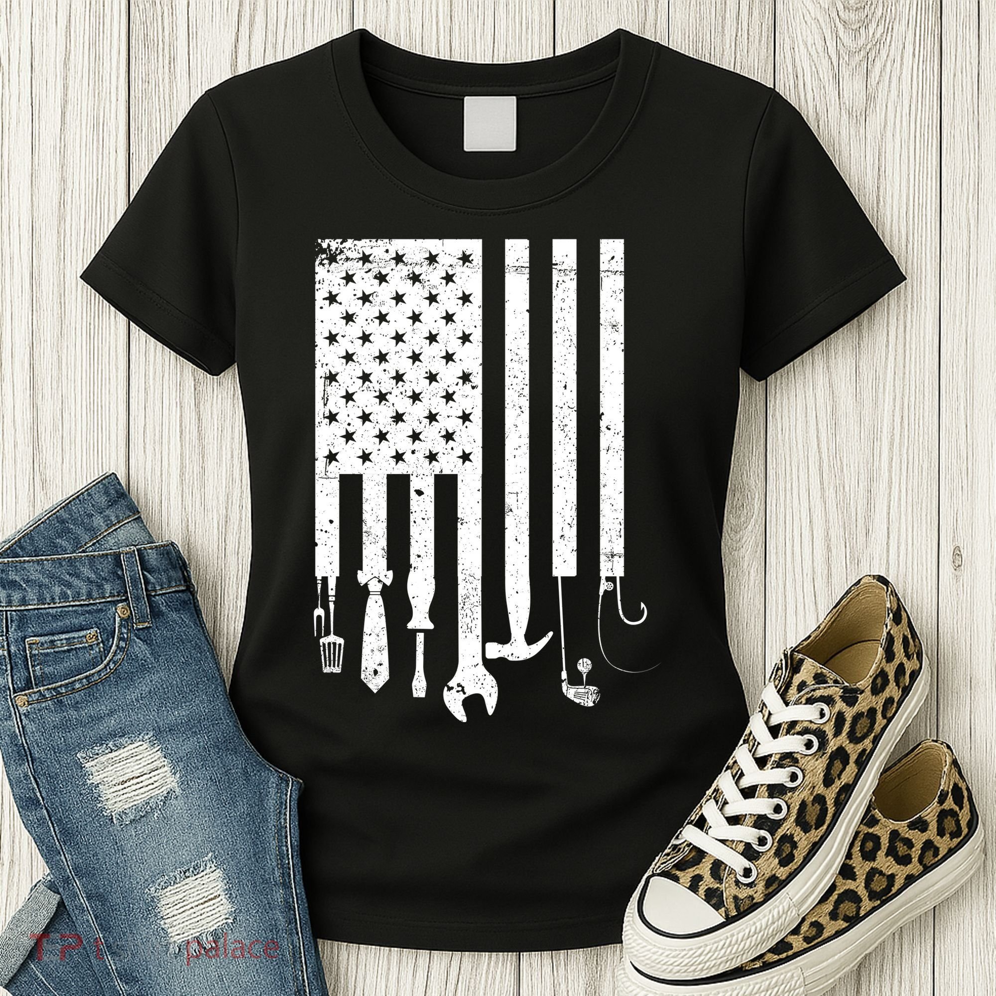Father's Day Dad Tools USA American Flag Women's T-Shirt