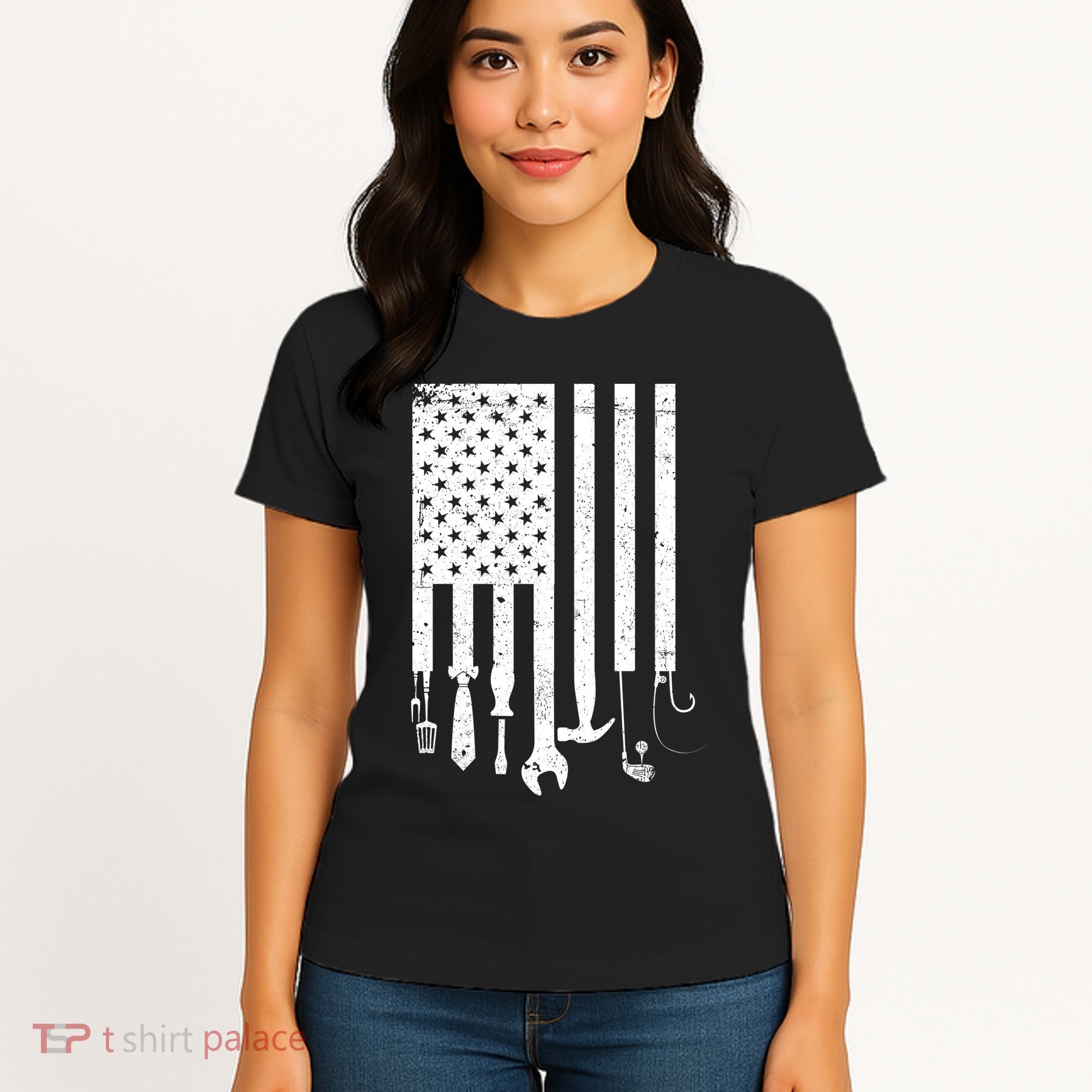 Father's Day Dad Tools USA American Flag Women's T-Shirt