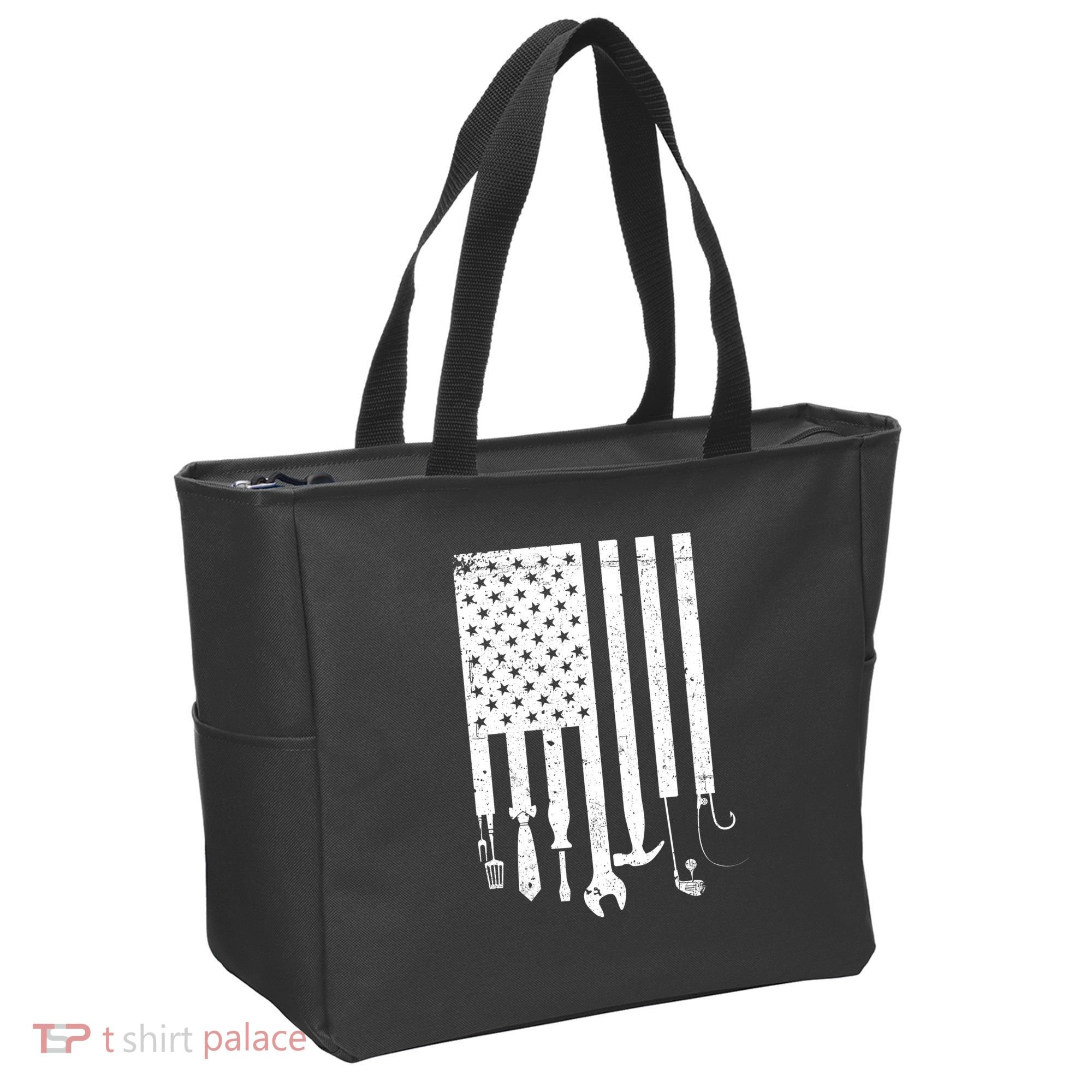 Father's Day Dad Tools USA American Flag Tote Bag