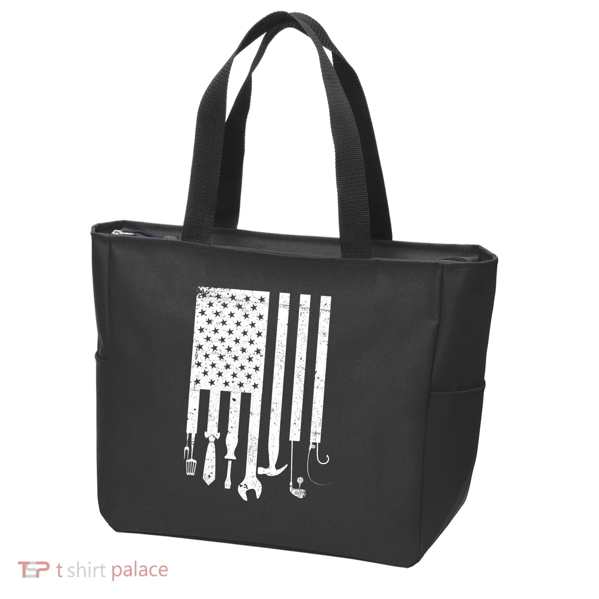 Father's Day Dad Tools USA American Flag Tote Bag
