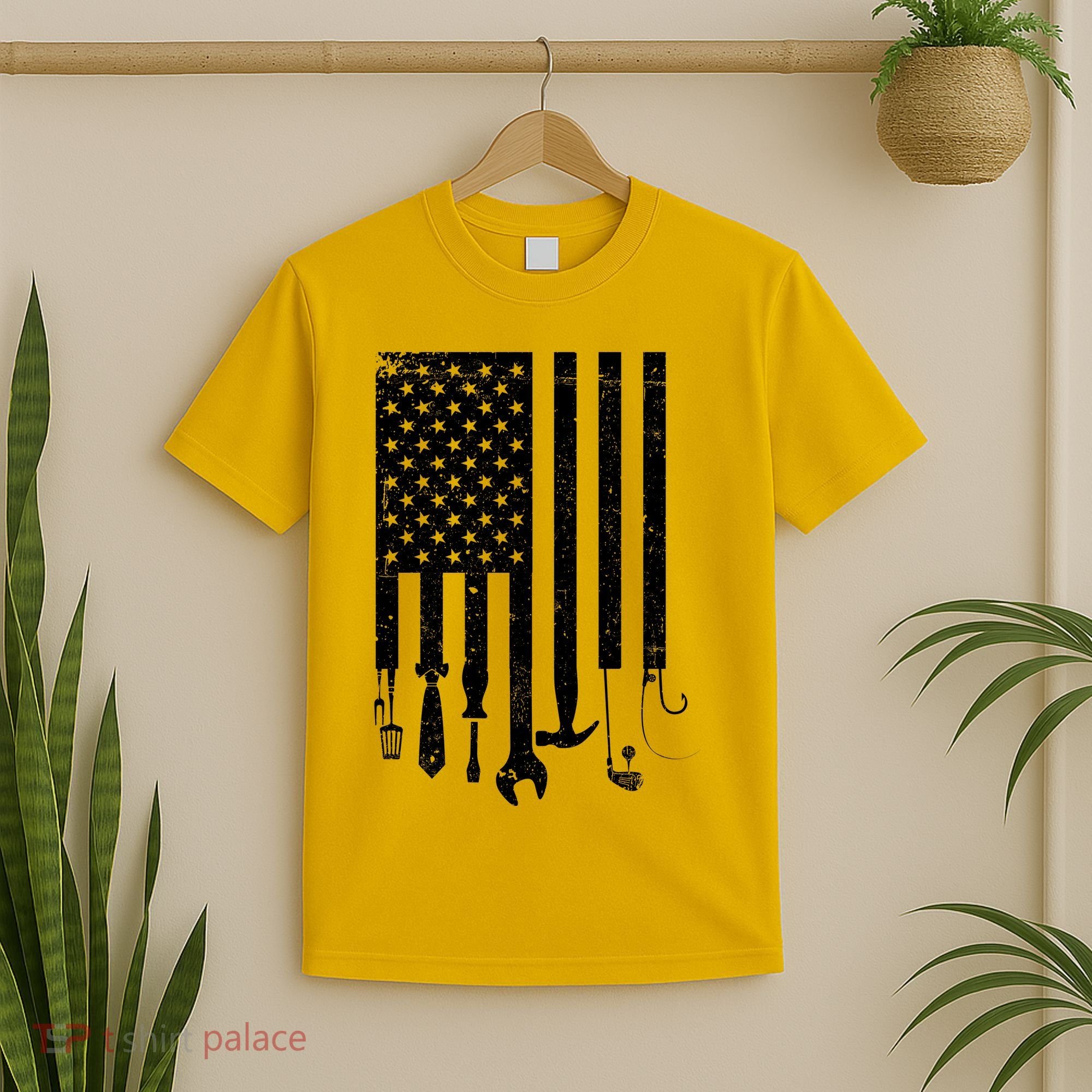 Father's Day Dad Tools USA American Flag T-Shirt