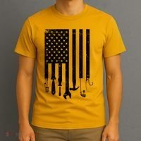 Father's Day Dad Tools USA American Flag T-Shirt thumb 3
