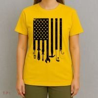 Father's Day Dad Tools USA American Flag T-Shirt thumb 4