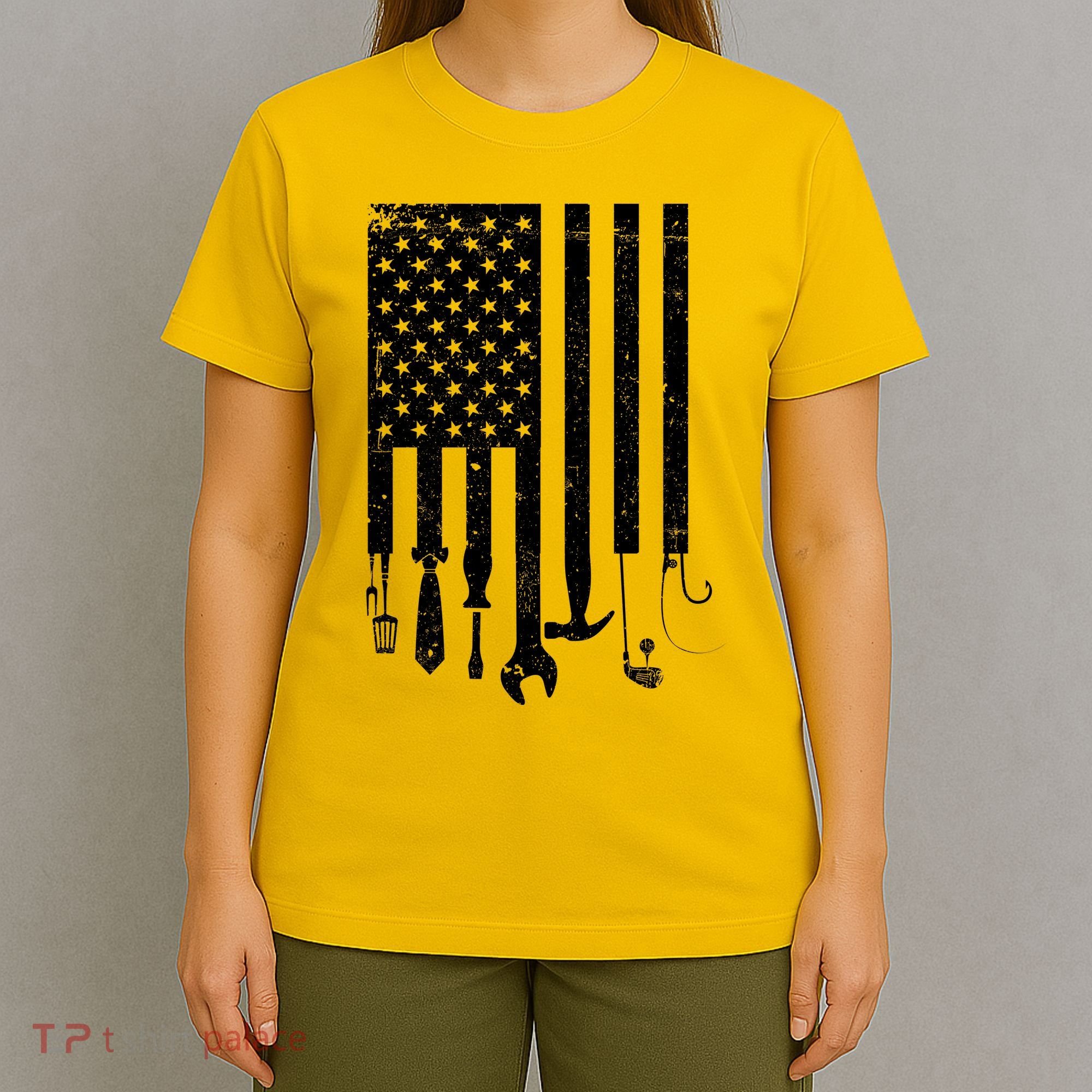 Father's Day Dad Tools USA American Flag T-Shirt
