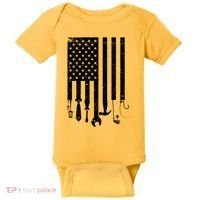 Father's Day Dad Tools USA American Flag Baby Bodysuit thumb 0