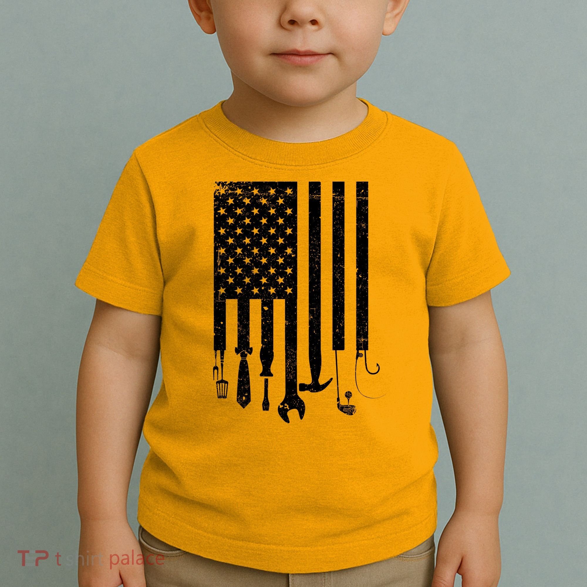 Father's Day Dad Tools USA American Flag Toddler T-Shirt