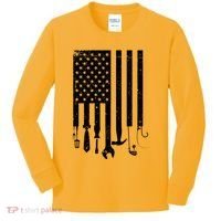 Father's Day Dad Tools USA American Flag Kids Long Sleeve Shirt thumb 0