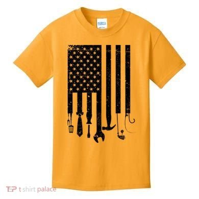 Father's Day Dad Tools USA American Flag Kids T-Shirt
