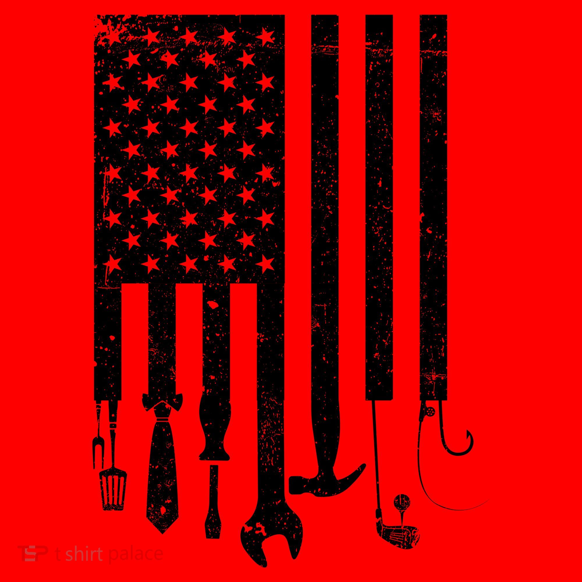 Father's Day Dad Tools USA American Flag Santa Hat
