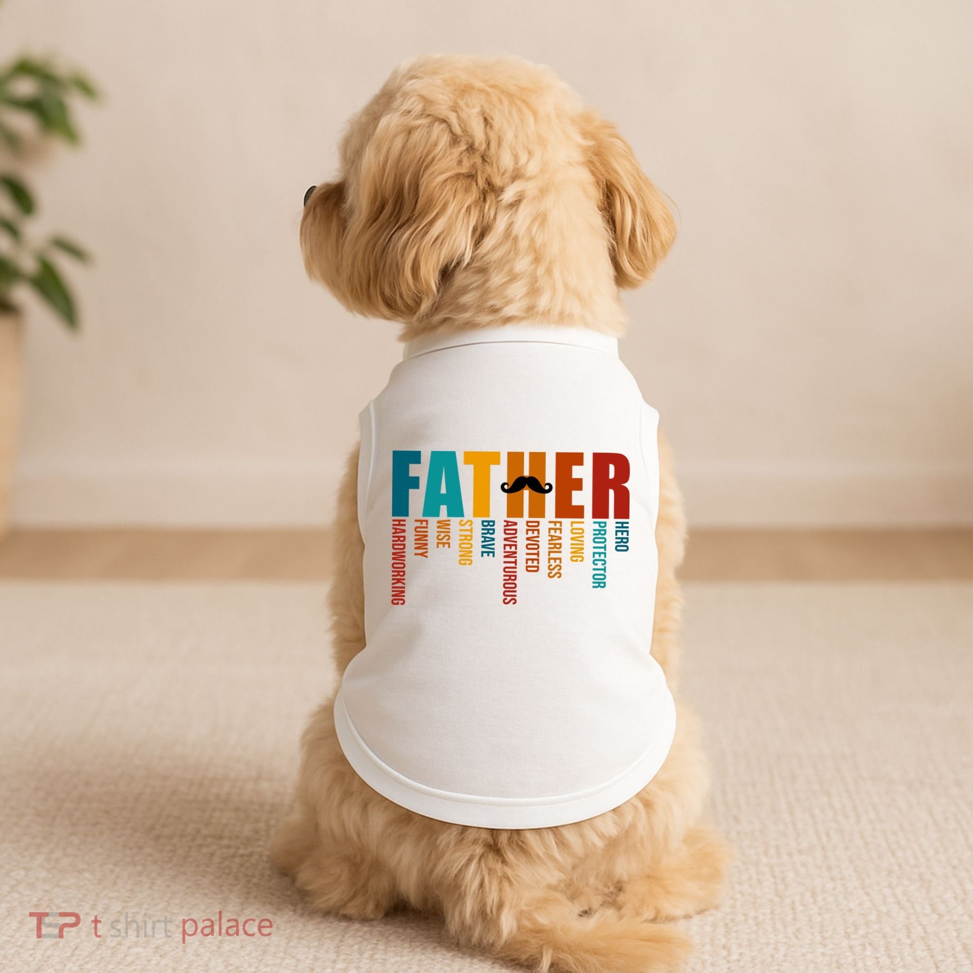 Funny Dad Definition Fathers Day Mustache Doggie Tank