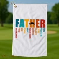Funny Dad Definition Fathers Day Mustache Golf Towel thumb 1