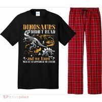 Funny Dinosaurs Didn't Read Book Lover Teacher Gift Pajama Set thumb 0
