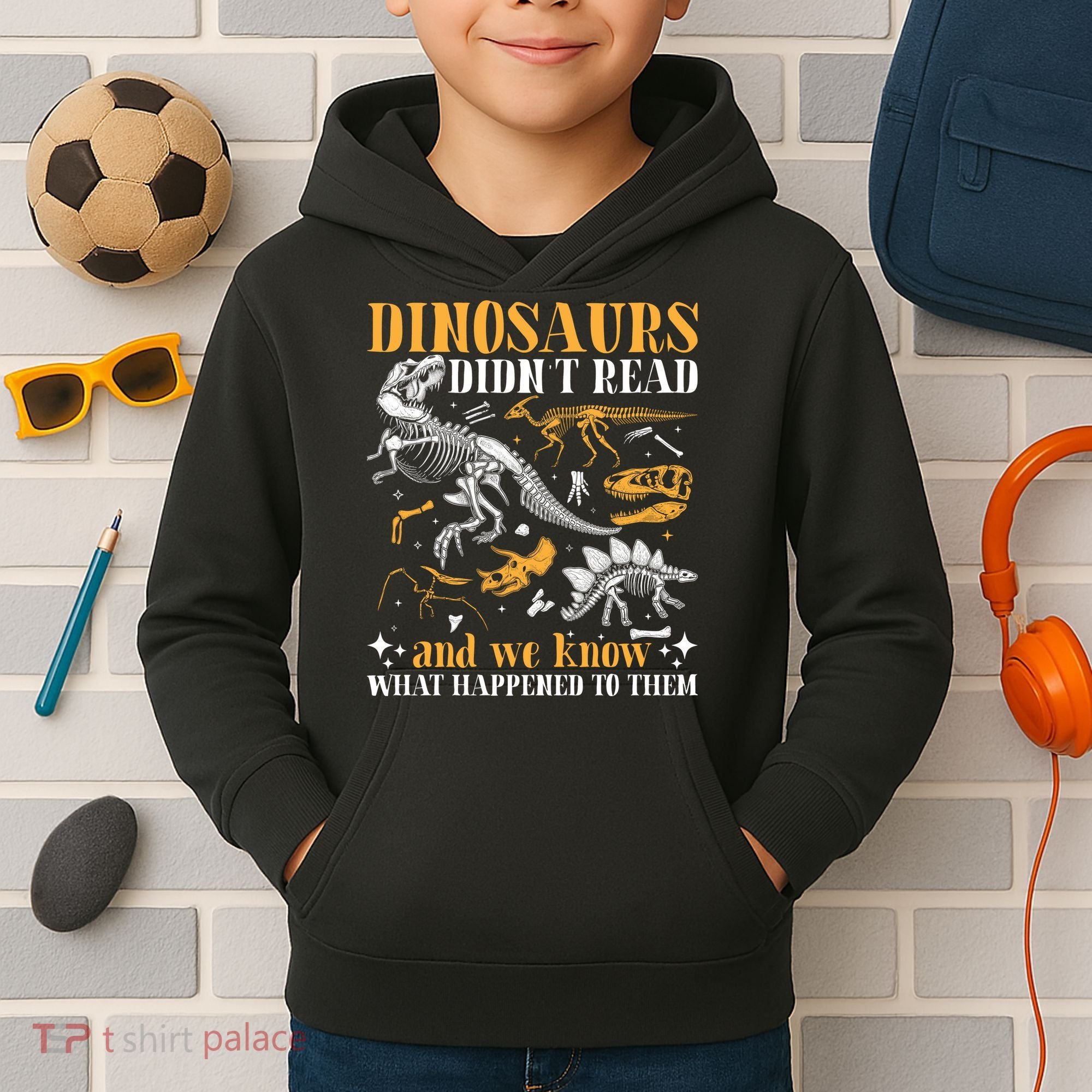 Funny Dinosaurs Didn't Read Book Lover Teacher Gift Kids Hoodie