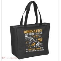 Funny Dinosaurs Didn't Read Book Lover Teacher Gift Tote Bag thumb 2